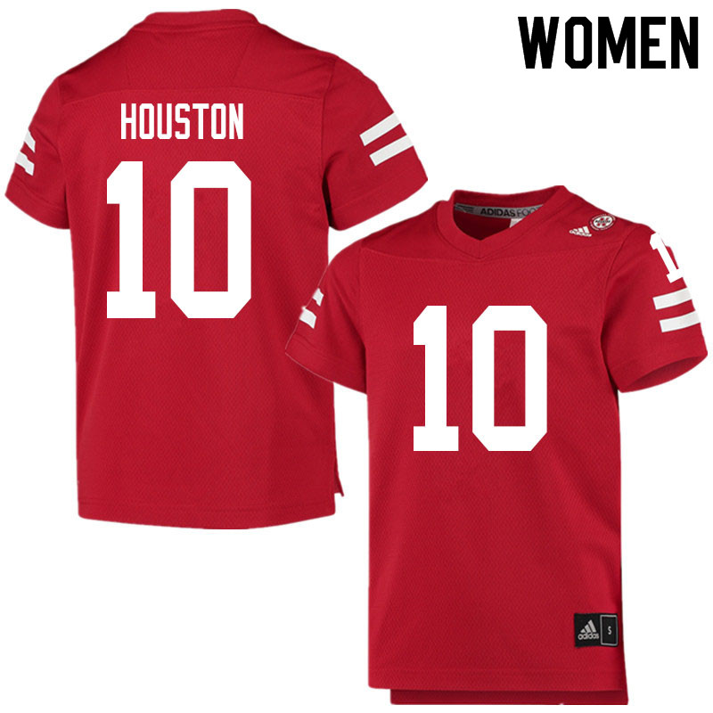 Women #10 Demariyon Houston Nebraska Cornhuskers College Football Jerseys Sale-Scarlet - Click Image to Close